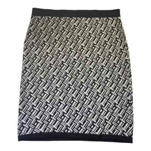 Retrology Women's Black & Gray Herringbone Pattern Knit Skirt Size Large  - Picture 1 of 6