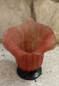 Handcrafted Petal Jack in Pulpit Art Nouveau Style Pink Glass Vase Vintage - Picture 1 of 7