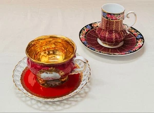 EDLES PORZELLAN Tassen- & Untertassen-Set (2-teilig)　 - Bild 1 von 12