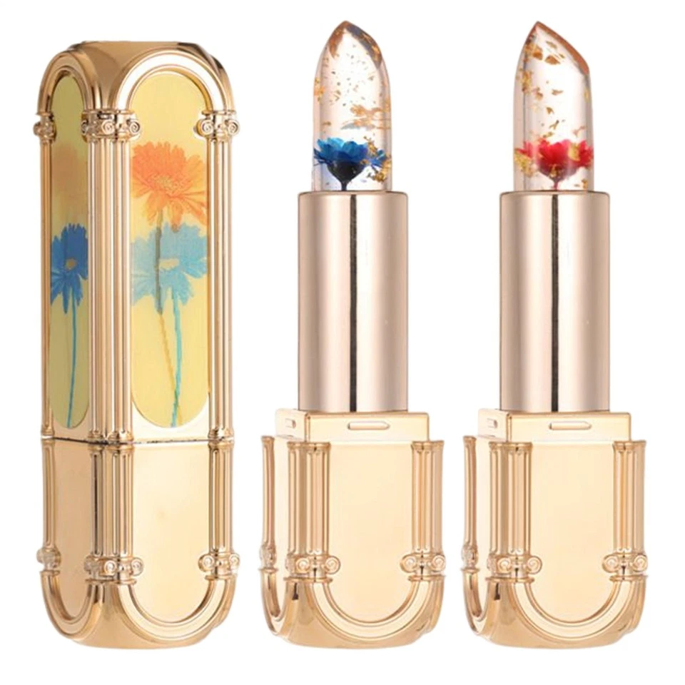 Color Changing Lipstick Moisture Hydrating Plumping Clear Jelly Flower Lipstick
