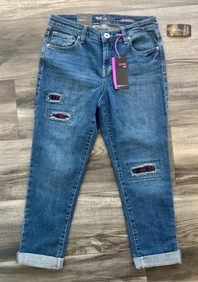 Pantalones de mezclilla para mujer STYLE & CO 6P Boyfriend azul corto rojo negro búfalo a cuadros Foto 1 de 4