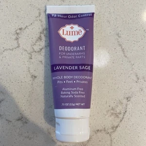 Lume Whole Body Deodorant Invisible Cream LAVENDER SAGE .75oz Mini Size - Picture 1 of 2