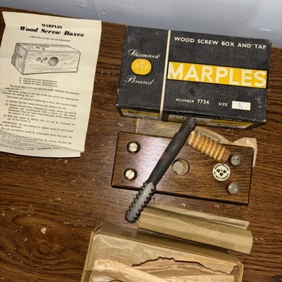 MARPLES  7734 Wood Screw Box & Steel Tap Sheffield England NOS VTG size 3/4” - Image 1 of 3