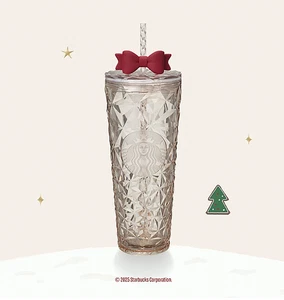 Starbucks 2025 Cozy Luxury Collection Cold Cup w/ Ribbon Topper Sophie 24oz New - Picture 1 of 3
