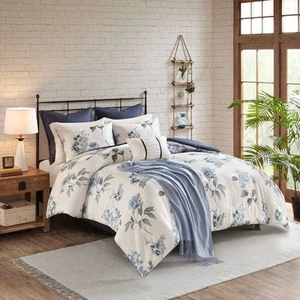Madison Park Full/Queen 7pc Benita Print Seersucker Comforter Set with Throw ... - Picture 1 of 11