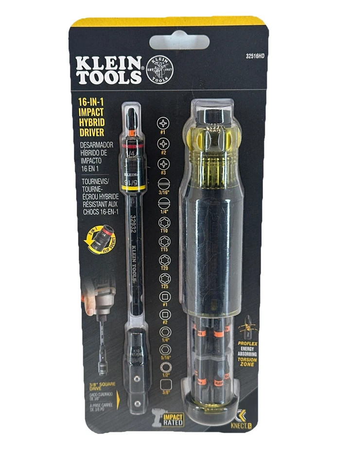 Klein Tools 32516HD 16-in-1 Impact Hybrid Magnetic Screwdriver/Nut Driver - Image 1 of 4