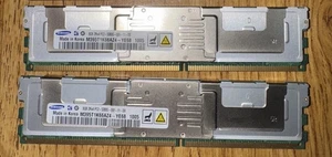 Lot of 2 Samsung M395T1K66AZ4-YE68 8GB 2Rx4 PC2-5300G-555-11-D0 DDR2 Server RAM - Picture 1 of 4