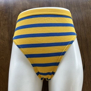 Vintage Gitano Hi Cut Brief Panty Size 7 Blue/Yellow Stripes 1990s - NWOT - Picture 1 of 6