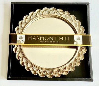 New Rare MGold Floral Frame Wall Mirror Art Deco Round 12” Decor - Image 1 of 4