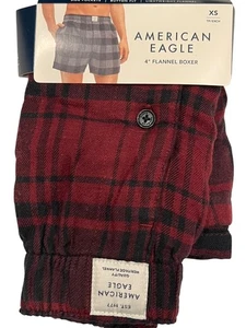 Neu mit Etikett American Eagle 4" Flanell Boxer Gr. XS-S-M-L-XL rot schwarz kariert #88 - Bild 1 von 11