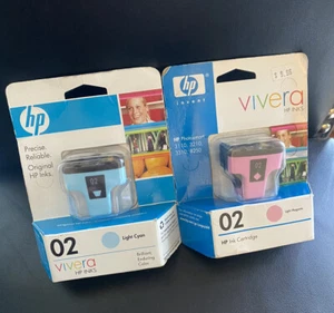 Lot of 2• HP 02 VIVERA Light Cyan & Magenta • Colored Ink Cartridge, HP SEALED - Picture 1 of 5