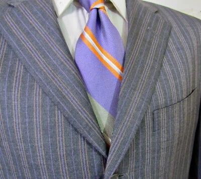 ALFRED DUNHILL Men's Gray Stripe WOOL 3 Button Stack Pocket Sport Coat  42 R - Image 1 of 4