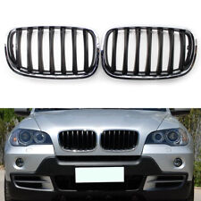 For BMW X5 X6 E70 E71 2007-2013 Chrome Frame Glossy Black Slat Grill Car Grille