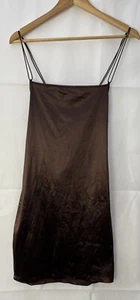 H&M Divided Brown Mini Dress Size M Satin Sleeveless Women - Picture 1 of 11