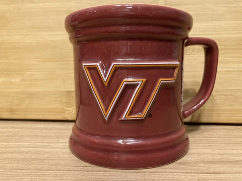 Virginia Tech Hokies VT Coffee Mug Raised Lettering Burgundy Orange Cover