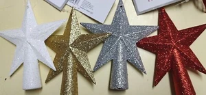 Holiday Style Mini Tree Topper Glitter Star CHOOSE COLOR - Picture 1 of 3