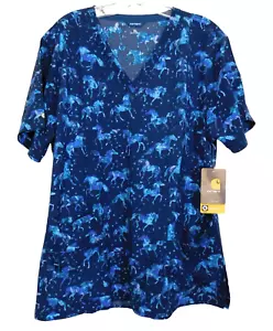 NEU Carhartt Force V-Neck Scrub Top Damen XL Stretch blau Pferde Taschen - Bild 1 von 7