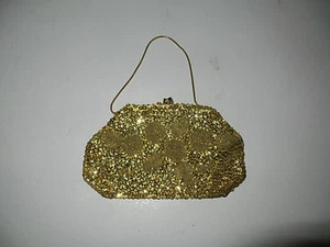 VINTAGE PERLEN TASCHE GOLDFARBEN - Bild 1 von 7