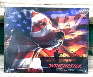 Winchester Lab SIGNO DE HOJALATA metal perro labrador bandera de Estados Unidos decoración patriótica cabaña de caza - Imagen 1 de 5