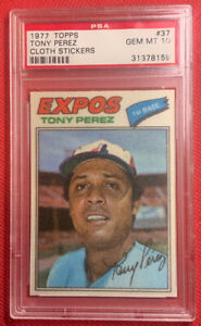 1977 Topps Cloth Stickers #37 Tony Perez PSA 10 GEM MINT HOF Reds Expos