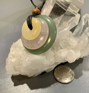 necklace pendant (triple disc) "RADIANT HEALTH" Aventurine, Butterscotch Jasp... - Picture 1 of 2