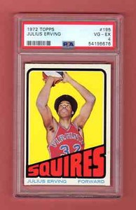 JULIUS ERVING DR.J 1972-73 TOPPS ROOKIE RC # 195 FRESH PSA 4 VG-EX SQUIRES 76ers