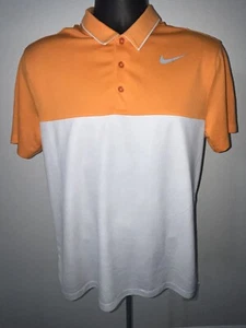 Nike Golf Polo Shirt Size L Mens Orange White Dri-Fit Short Sleeve Two Tone - Picture 1 of 9