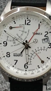 TIMEX Quartz Men's Watch White Dial Analog Leather Band Round From Japan - Picture 1 of 5