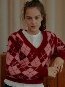 VOCAVACA Mujer Sophie Argyle Transform Tejido Suéter en Rojo Talla Única - Imagen 1 de 12