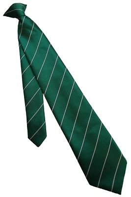 Tie CLIP ON Necktie Office Security Green Club Striped by Clipper Mens  - Image 1 of 4