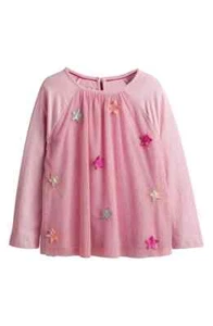 MINI BODEN GIRL APPLIQUE TULLE TOP-CAMEO PINK FLUTTER STARS-6-7 YRS-EXCELLENT - Picture 1 of 7