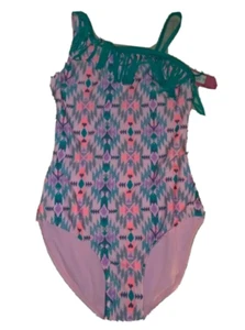 XHILARATION Girl's UPF 50+ Pink Aztec Print One Piece Swimsuit 14/16 XL NWT - Picture 1 of 10