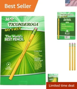My First Wood-Cased Pencils, HB Soft, With Eraser, Yellow X3336 Pack of 6, 21... - Picture 1 of 7