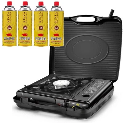 4x Butane Gas + Portable Camping Outdoor Cooker Stove Single Burner BBQ Cooking - Image 1 of 4