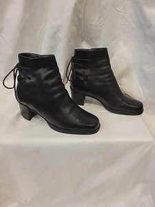 Enzo Angiolini Boots Womens 6.5 Ankle Booties Black Leather Shoes Block Heel - Picture 1 of 6