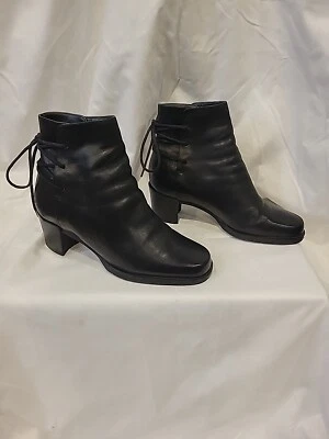 Enzo Angiolini Boots Womens 6.5 Ankle Booties Black Leather Shoes Block Heel Foto 1 de 4