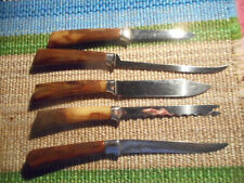 Frontier Forge Bakelite knives Set tomato slicer, marbled, caramel, Butterscotch