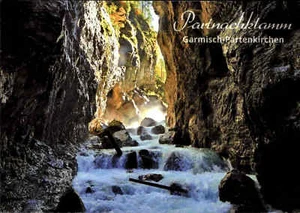 Motiv-Postkarte mit Wasserfall, Waterfall River Falls Partnachklamm Bayern color - Picture 1 of 2