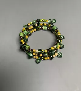 Green Glass Green Turquoise Mixed Bead Bracelet - Picture 1 of 4