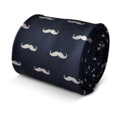Frederick Thomas marineblaue Krawatte mit Schnurrbart Design FT3450 Movember Schnurrbart