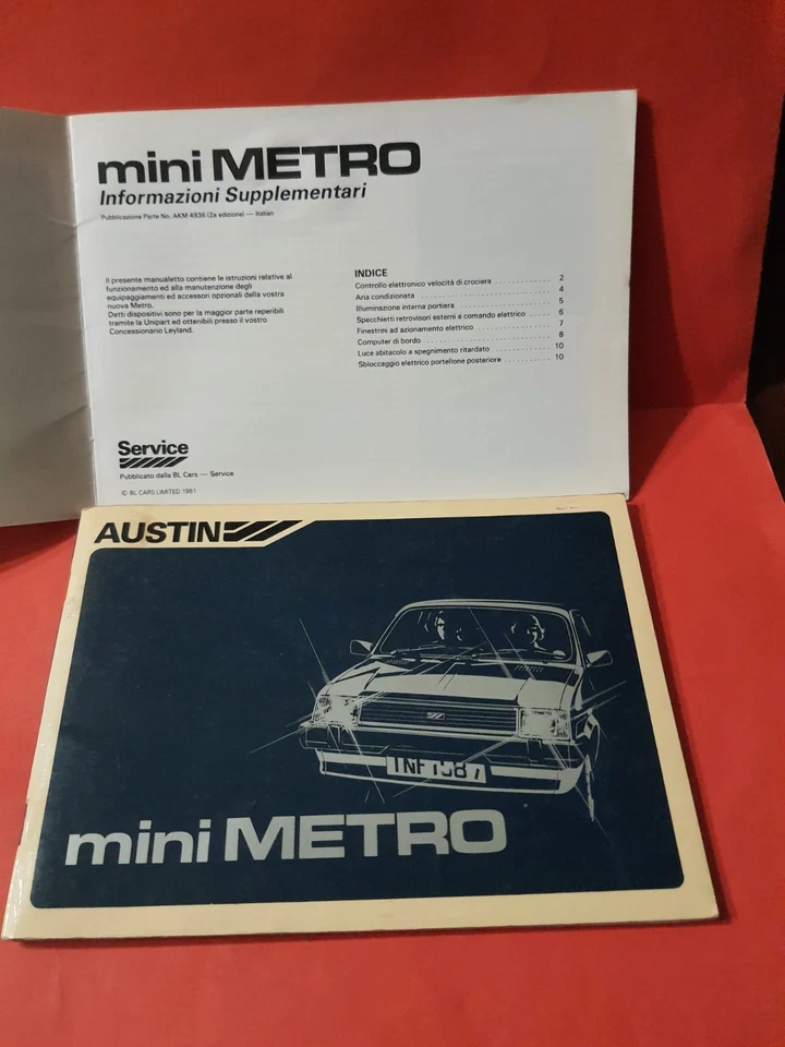 mini METRO Austin 1000-1300 Libretto Uso e Manutenzione Originale + supplemento - Immagine 1 di 4