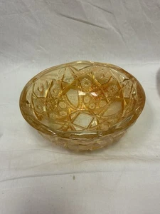 Vintage Carnival Glass Iridescent Marigold Serving Bowl Pressed 8” X 3” - Picture 1 of 6