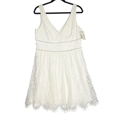 Vestido de novia David blanco de encaje sin mangas cóctel fiesta boda talla 14 LEER Foto 1 de 4