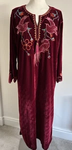 Kaftan Style Velour Dressing Gown Loungewear in Burgundy - Size 18-20 BNWOT - Picture 1 of 11