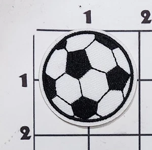 1.75" Soccer Ball Patch Embroidered Iron On White Black Sports Futbol Uniform - Picture 1 of 1