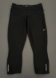 Nike Dri-Fit Just Do It Cropped Capri Leggings Women's Large Black Yoga Running - Picture 1 of 11