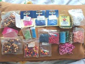 18+1free pack assortment of craft beads & sequins glass, wood, plastic, new tags - Picture 1 of 11