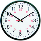 Uniwersalny 10441 - 24-godzinny okrągły zegar ścienny, 12,5 cala, czarny