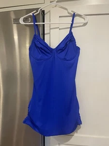 NWOT Carmen Marc Valvo Swimwear Sz 8 Blue Underwire 1-Piece Swimsuit Swim Dress - Picture 1 of 11