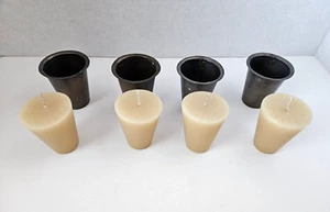 Sugar Mold Candles/Matching Tin Cup Holders-Four (4) of Each-NEW, Never Used - Picture 1 of 5